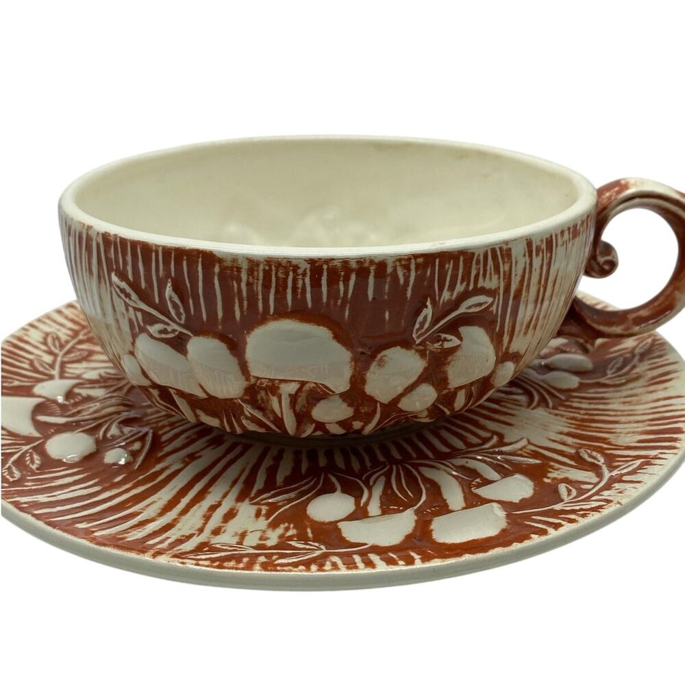 Vintage Arnels mushroom‎ Large Soup bowl and Serving Plate Rare color 1970s